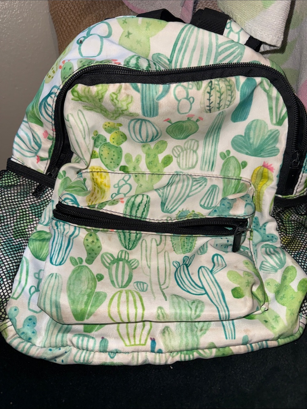Kids Cactus Print School Backpack - Green